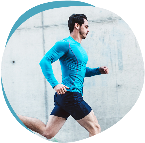 Active man running, representing improved mobility from joint care treatment