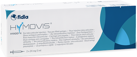 HYMOVIS product carton box, pre-filled syringes for intra-articular injection